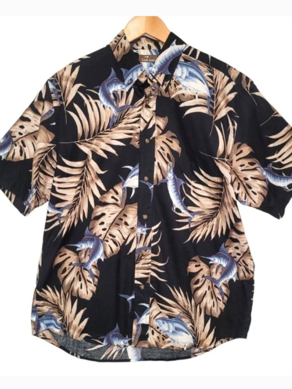 Cafe Luna Hawaiian Shirt Med Tropical Swordfish